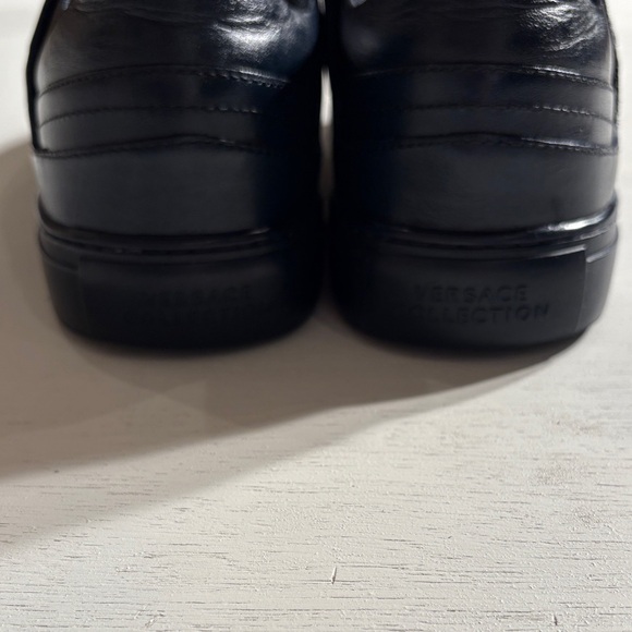 Versace Collection Dark Blue Leather Sneakers - Picture 5 of 9